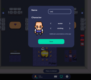 Older adult avatar customization in Gather.town.